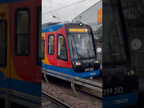 Sheffield City-Link 399 203 departs Rotherham with a Tram-Train Service to Rotherham Parkgate