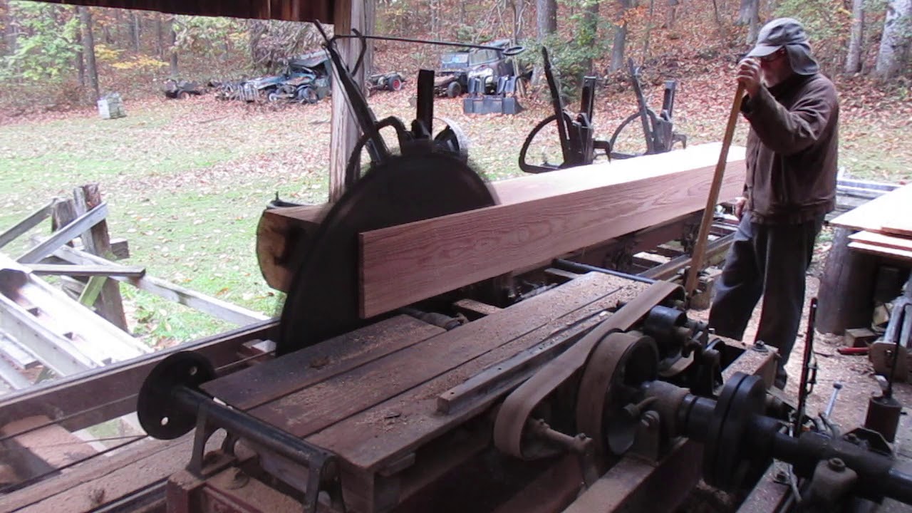 139 Frick sawmill next step cutting big oak log . YouTube
