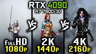 The Witcher 3: Wild Hunt - 1080p vs 1440p vs 2160p 4K - RTX 4090 + R7 7800x3D | HD vs 2K vs 4K