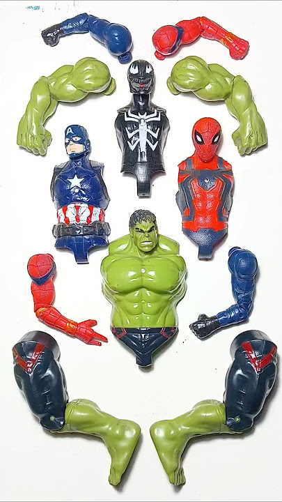 Merakit Mainan Avengers, Spiderman Vs Hulk Smash Vs Captain America Vs Venom. #avengers #shorts #vs