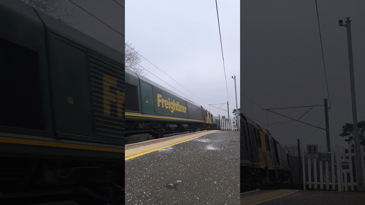 66525 + 66554 + 66514 + 66517 + 66520 | 5 Freightliner 66s passing Morpeth