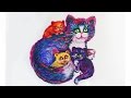 Уроки рисования. Как нарисовать КОШКУ с котятами неоновой гуашью | Art School