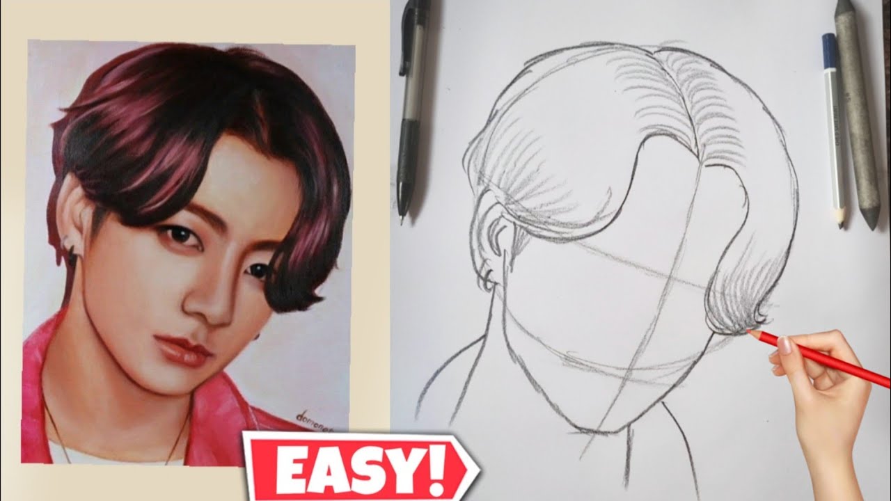 How to draw BTS Jungkook drawing 💜 