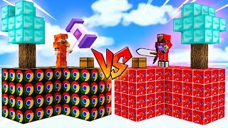 ¡BATALLA DE LUCKY BLOCKS SKYBLOCK! 😱💥INTERNET vs YOUTUBE LUCKY BLOCKS! CARRERA MINECRAFT MOD