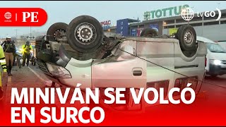 Miniván que hacía colectivo se volcó en Surco | Primera Edición | Noticias Perú