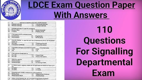 Indian Railways Departmental Exam Questions with Answers || Signalling LDCE Previous year Question