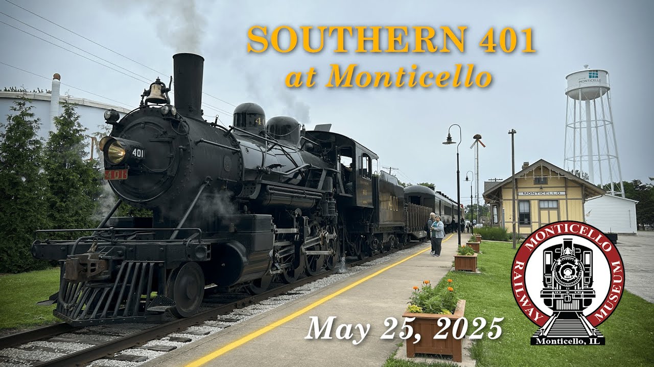 Southern 401 and More at Monticello Railway Museum - Steam and Streamliner Weekend - May 25, 2025