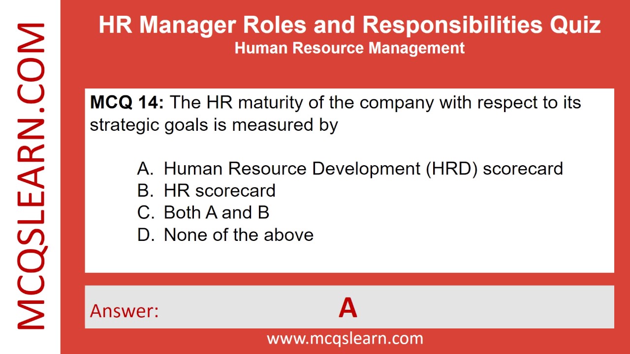 HR Manager Roles and Responsibilities Quiz MCQsLearn 