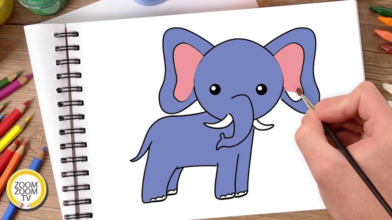 Hướng Dẫn Cách Vẽ Con Voi, Tô Màu Con Voi - How To Draw An Elephant -  Youtube