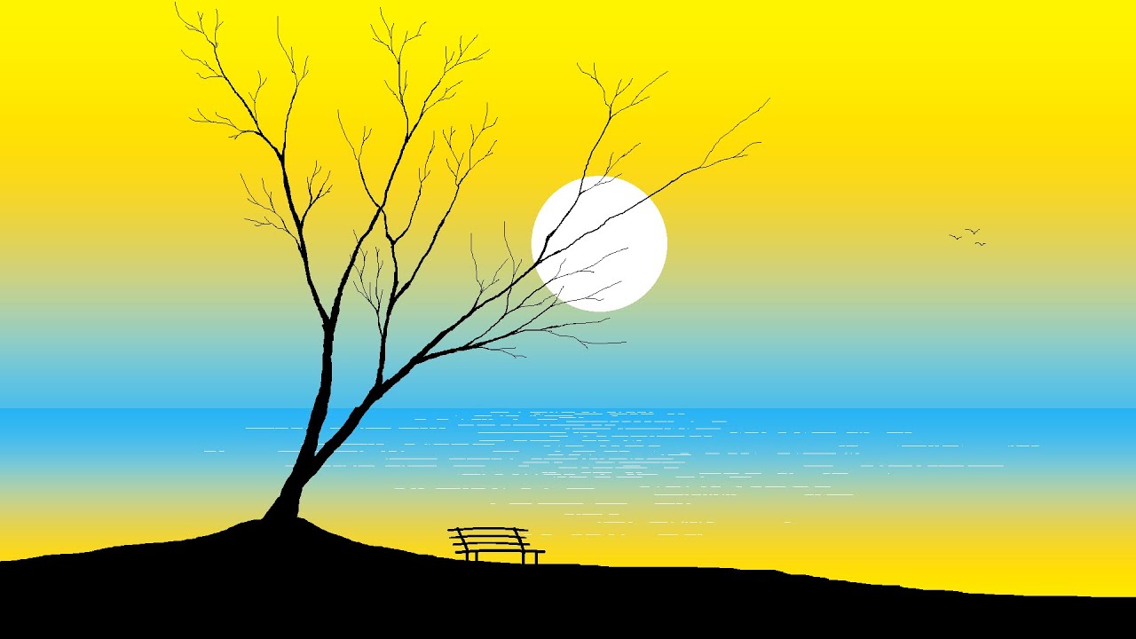 How to draw in MS Paint | ms paint drawing | scenery drawing in ms ...