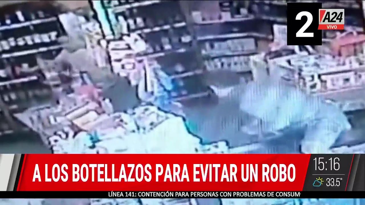 Le tiró 8 botellas de vino por la cabeza para enfrentar a un ladrón en un supermercado