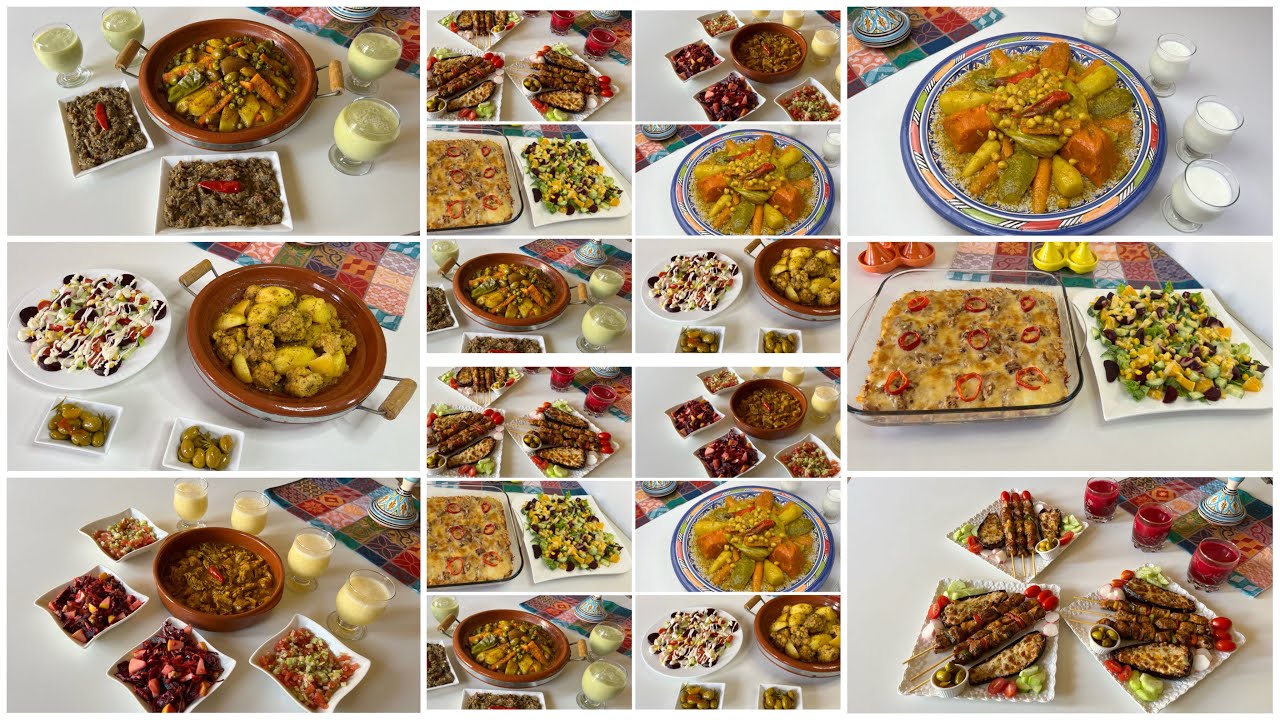 جدول الاكل الأسبوعي🥰بنظام غذائي متوازن كل يوم وجبة غذاء اوعشاء من الاتنين للأحد باش تنوعي لعائلتك