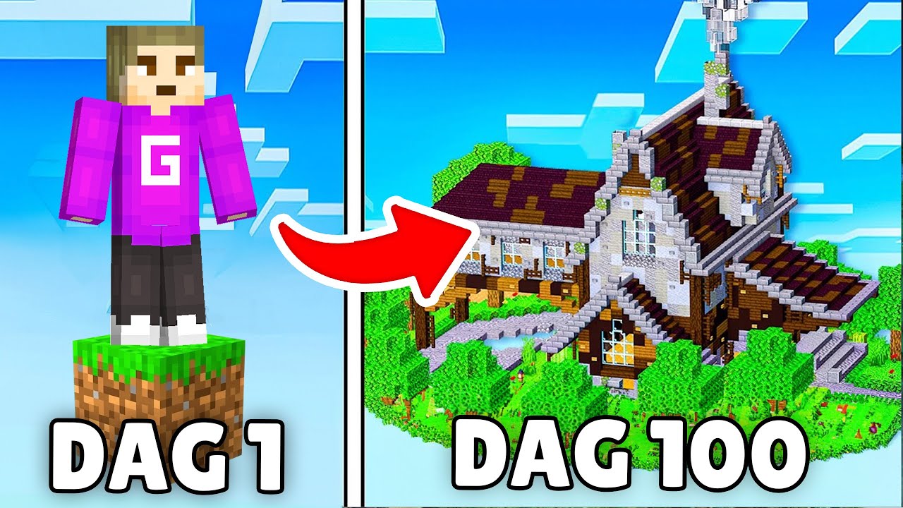 IK OVERLEEFDE 100 DAGEN In HARDCORE ONE BLOCK! (Minecraft)