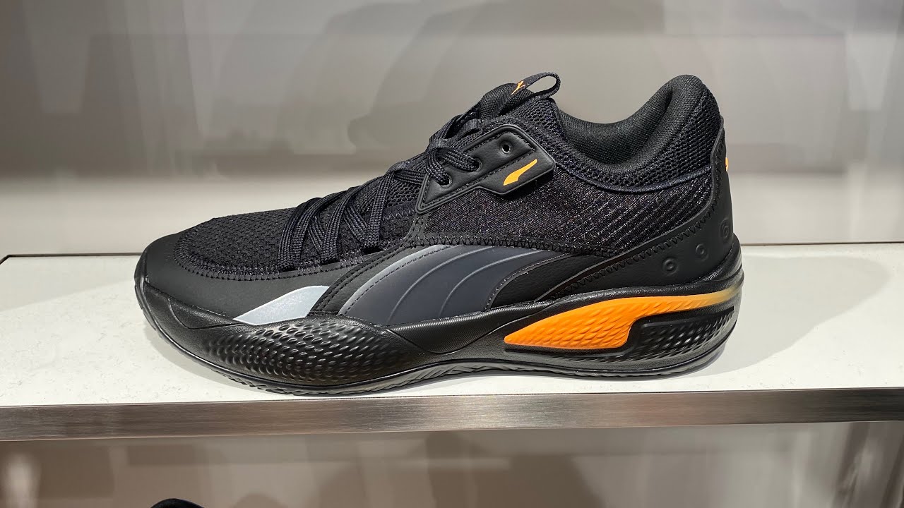 Puma Court Rider Pop Basketball Shoes (Puma Black/Orange Glow) - Style ...