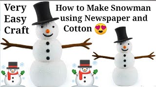 How to make Snowman with Newspaper And Cotton| DIY Christmas Snowman| Christmas Craft| #tulikajagga