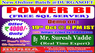 POWER BI (FREE SQL SERVER) Online Training @ DURGASOFT