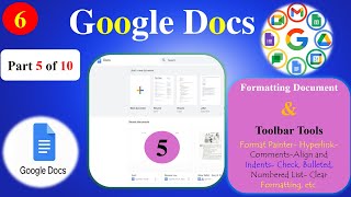 5-10--Google Docs Tutorial for Beginners-Create, Edit, and Share Documents -Formatting-Toolbar Tools