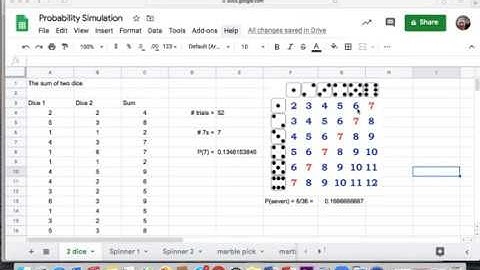 Probability simulation using Google Sheets
