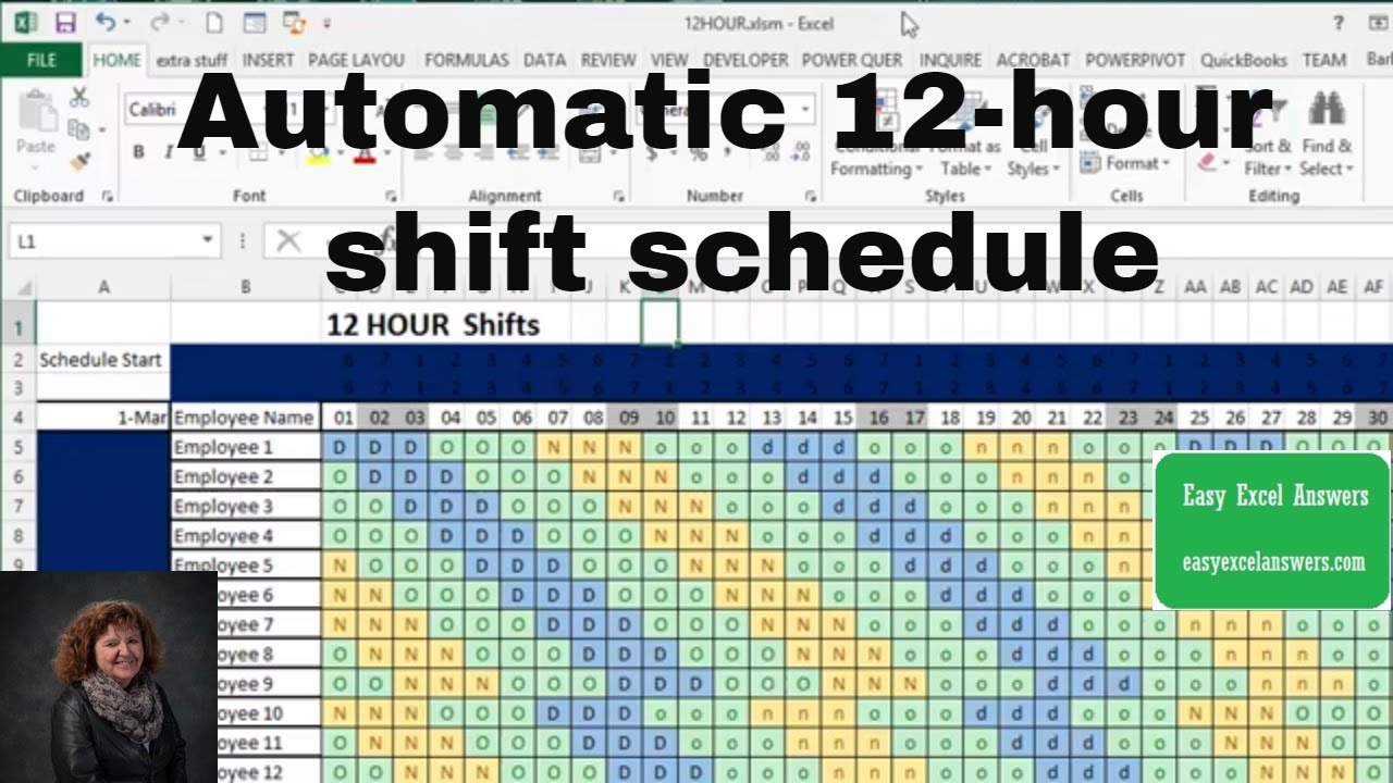 How to make an automatic 12hour shift schedule YouTube