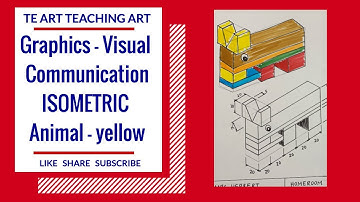 ISOMETRIC LEGO YELLOW ANIMAL - GRAPHICS-TECHNICAL DRAWING-VISUAL COMMUNICATION