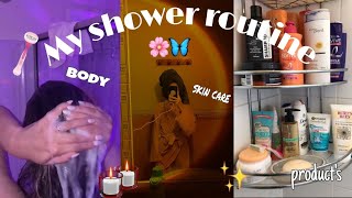 My shower routine ?☘| روتيني في الاستحمام ??‍♀️?(products?+Skin care ?+body?)