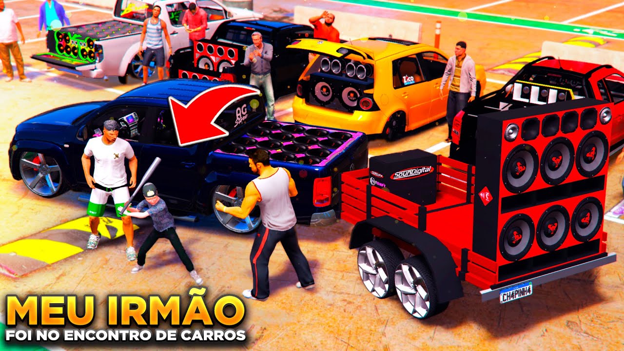 GTA V: VIDA REAL | LEVEI MEU IRMÃOZINHO PRO ENCONTRO DE CARROS ILEGAL!! VINI CAUSOU NO EVENTO😂|#63