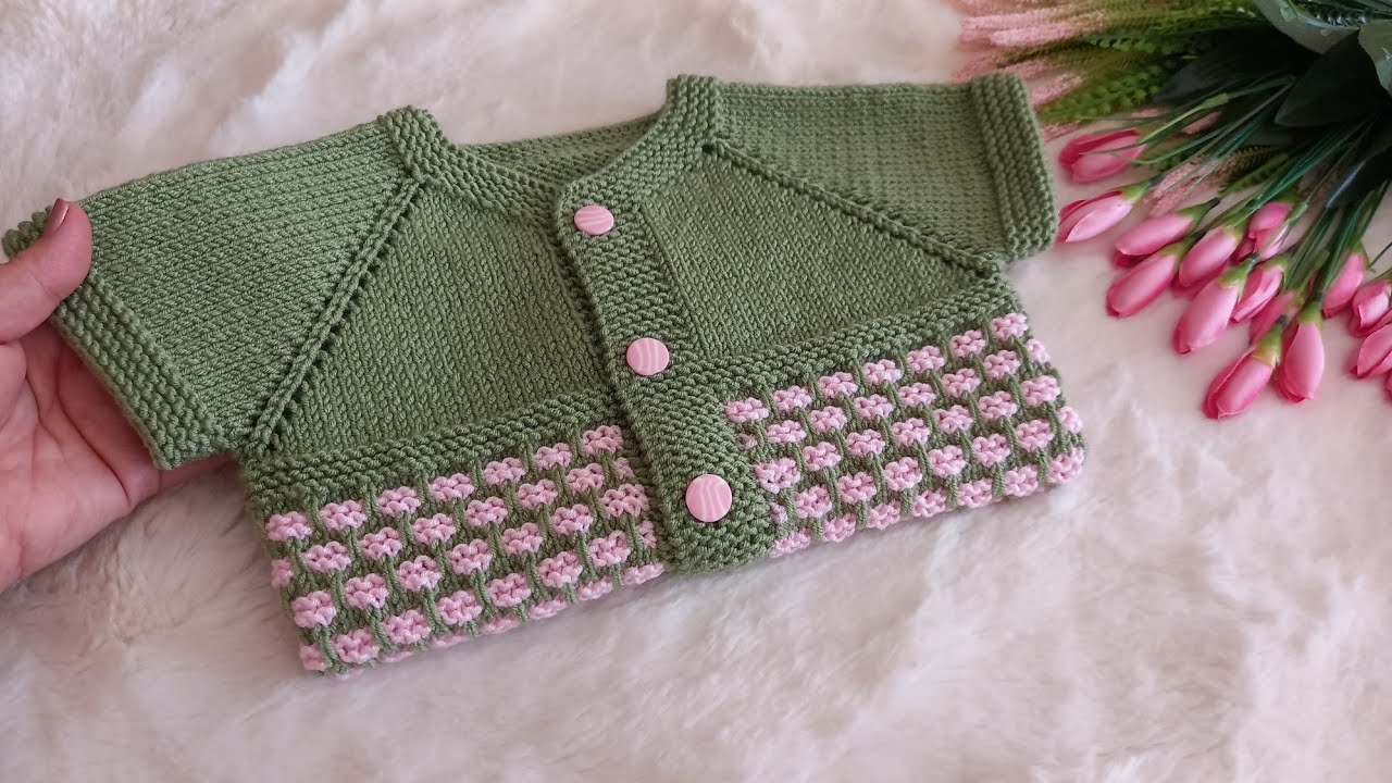 ✅️🍀2 Renk İple 1 Yaş Yakadan Başlama Bebek Yeleği Örelim 🥰