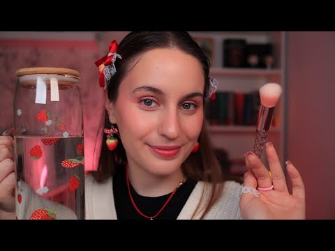ASMR Te maquillo para un picnic! ✨ Temática de FRESA 🍓
