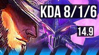 TWISTED FATE vs KASSADIN (MID) | 8/1/6, 66% winrate, Godlike | EUW Challenger | 14.9