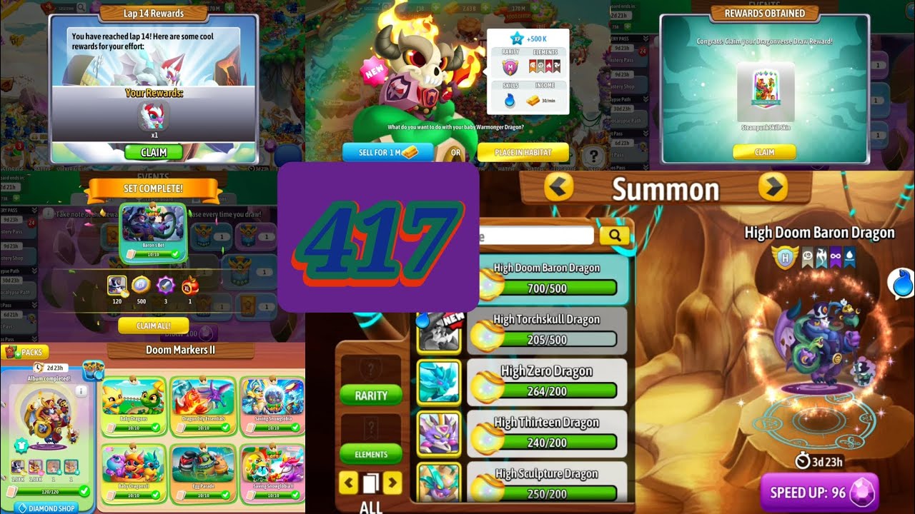 Dragon city Season10: The Baron Doom Mark Gameplay Part417 Complete Stick Abldum 120/120 Summon HDB🤑