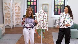 nicole by Nicole Miller 100% Cotton Printed Eyelet Bomber Jacket on QVC