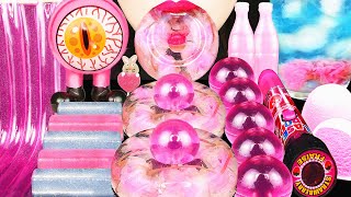 ASMR PINK DESSERTS: CHERRY BLOSSOM JELLO DONUT, MOCHI ICE CREAM, FLASHLIGHT CANDY EATING SOUNDS 먹방