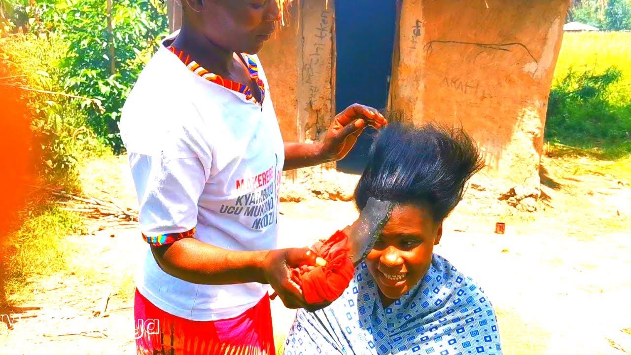 НЕОБЫКНОВЕННАЯ укладка волос феном/выпрямление волос в стиле африканской деревни, делаю это тради...