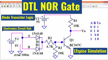 LTSpice NOR Gate Using Diode Transistor Logic (DTL)