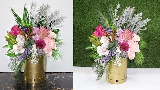 Box flower bouquet || Gift flower bouquet in a box, easy arrangement