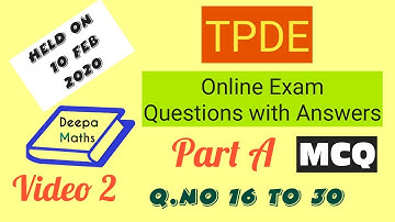 TPDE - Online Exam - Part A with Answers - Reg 2017