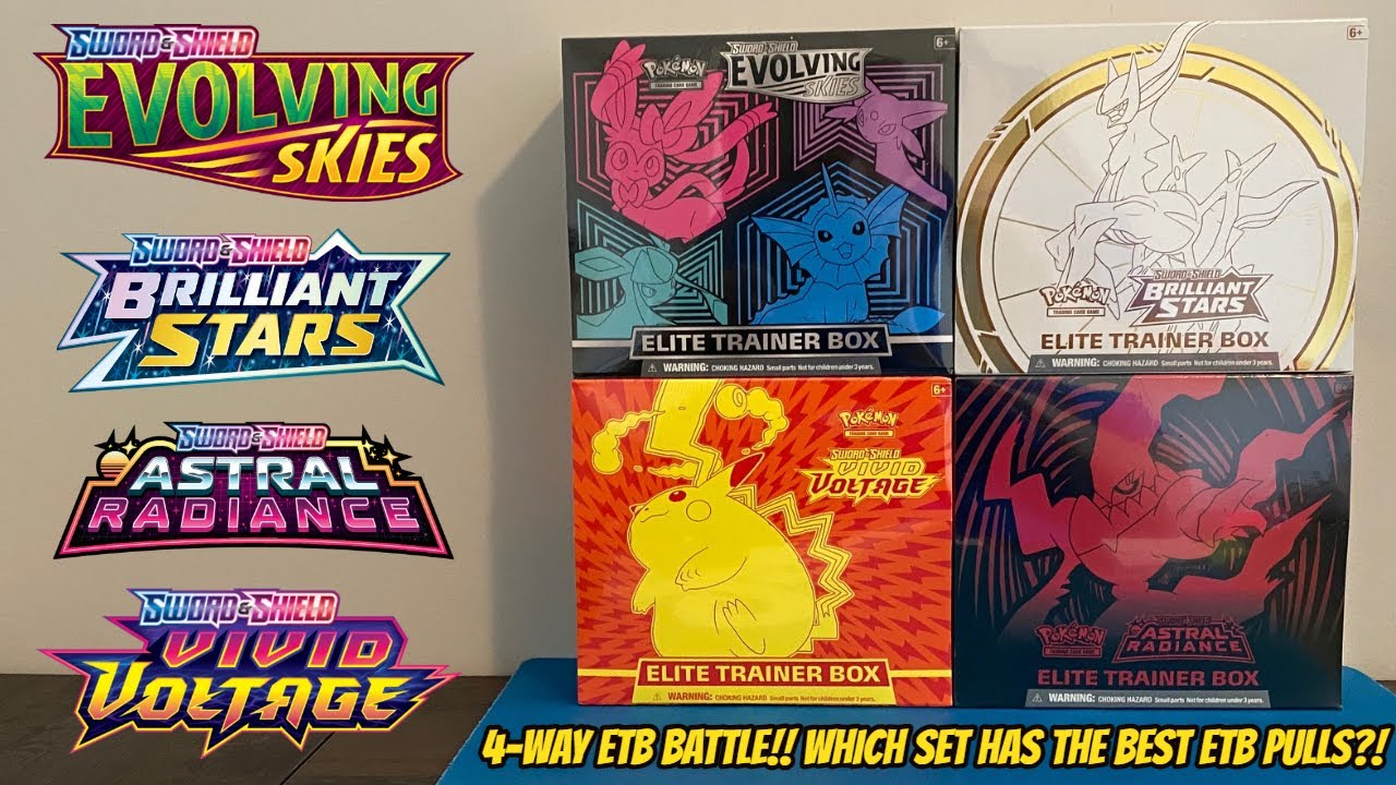 Evolving Skies, Brilliant Stars, Astral Radiance & Vivid Voltage ETB  Pokemon Card Opening + GIVEAWAY