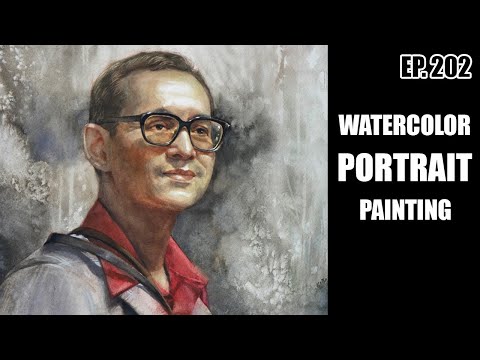 Watercolor portrait painting | สาธิตสีน้ำในหลวง ร. 9 | วาดภาพคนเหมือนสีน้ำ ครูช้างสอนวาด ตอนที่ 202