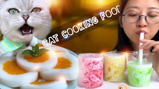 Made dessert with cats minis |Cat cooking show |cute cate 🥰