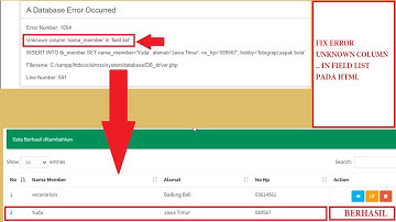 Fix error problem "Unknown column... in field list"