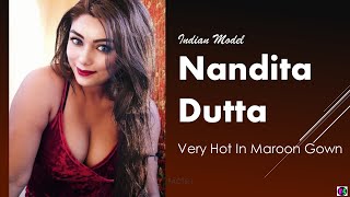 Indian Model Nandita Dutta Very Hot In Maroon Gown