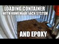 #54 Epoxy floor of shipping container and showing how to load using homemade jack system