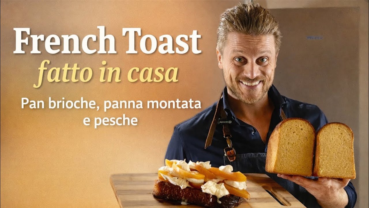 French Toast fatto in casa | Pan brioche, panna montata e pesche di Volpedo 🍑