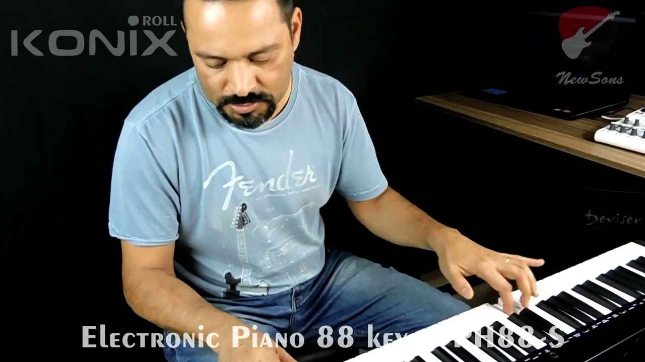 Teclado de piano eletrônico para tocar e gravar música em estúdio