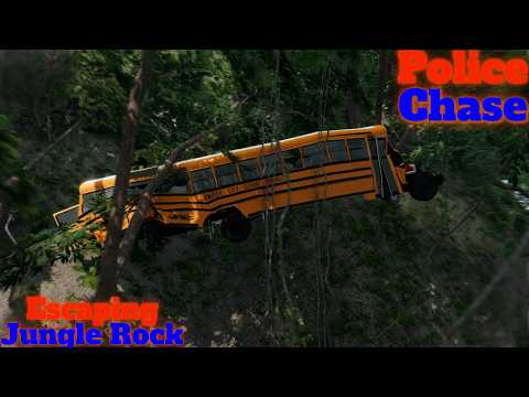 Episode 3 of Attempting to Escape The Police in a School Bus  in BeamNG.drive Escaping Jungle Rock