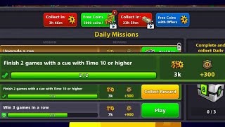 Finish 2 games with a Cue with time 10 or higher | New Daily Mission in 8 ball pool | screenshot 2