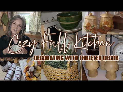 🍁FALL KITCHEN DECORATE WITH ME | DECORATING WITH THRIFTED DECOR | COTTAGE KITCHEN | ROBIN LANE LOWE