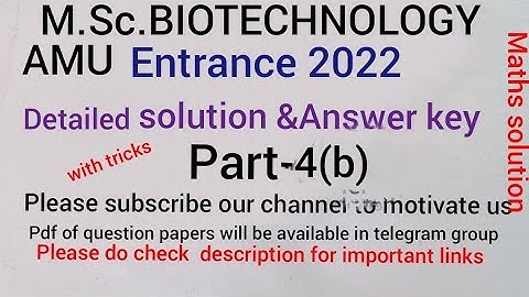 M.Sc Biotechnology AMU 2022 solved entrance question paper (Maths with tricks&full concept clarity)