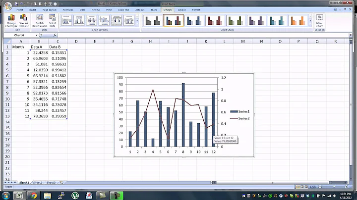 Excel Basics - Video Tutorial How To Graph Two Sets of Data On One Graph