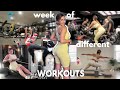 Full week of workouts trying different workout routines   gymshark haul new releases